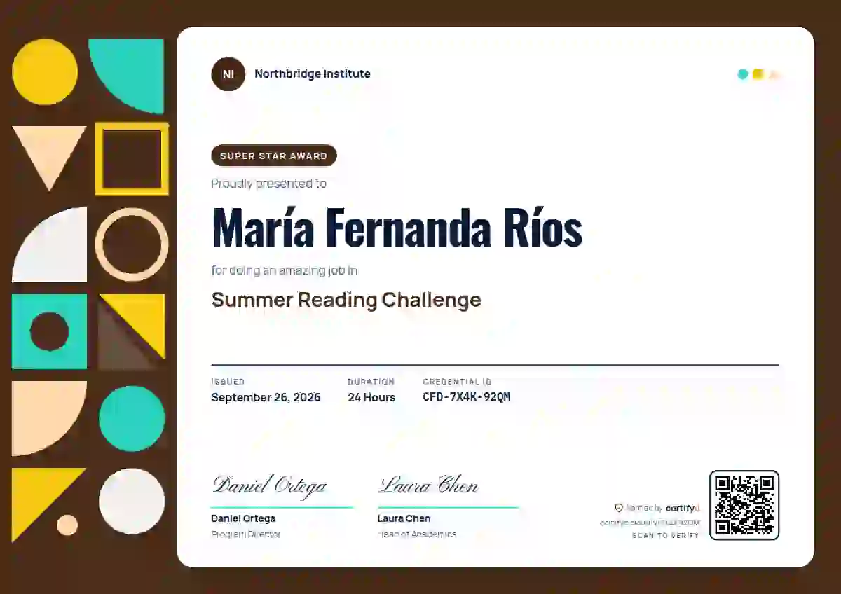 Geometric Umber school and kids certificate template