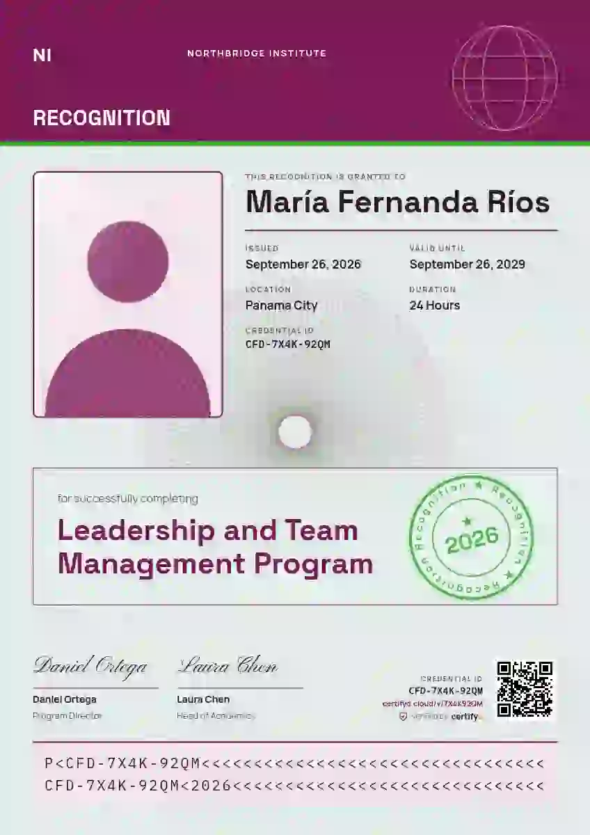 Plantilla de certificado Passport Page Raspberry de latinoamérica