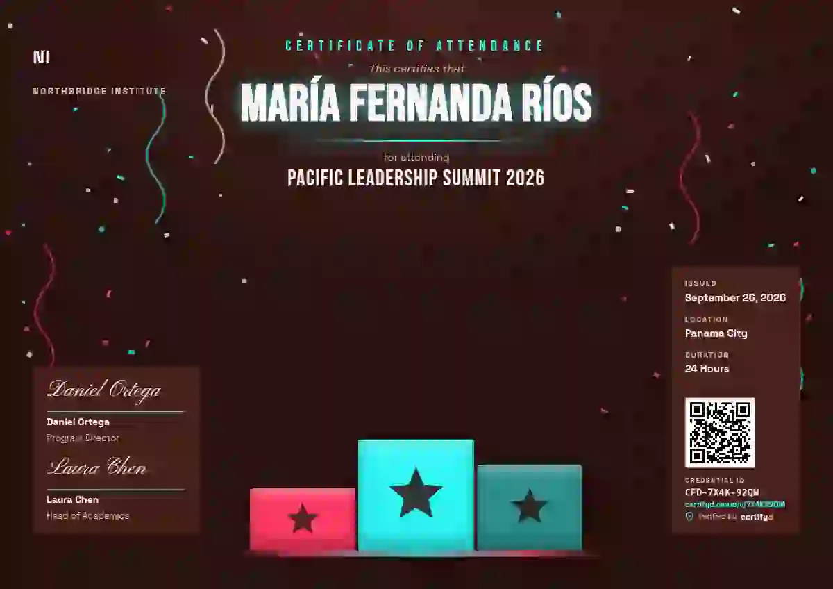 Podium Stage Lagoon event attendance certificate template