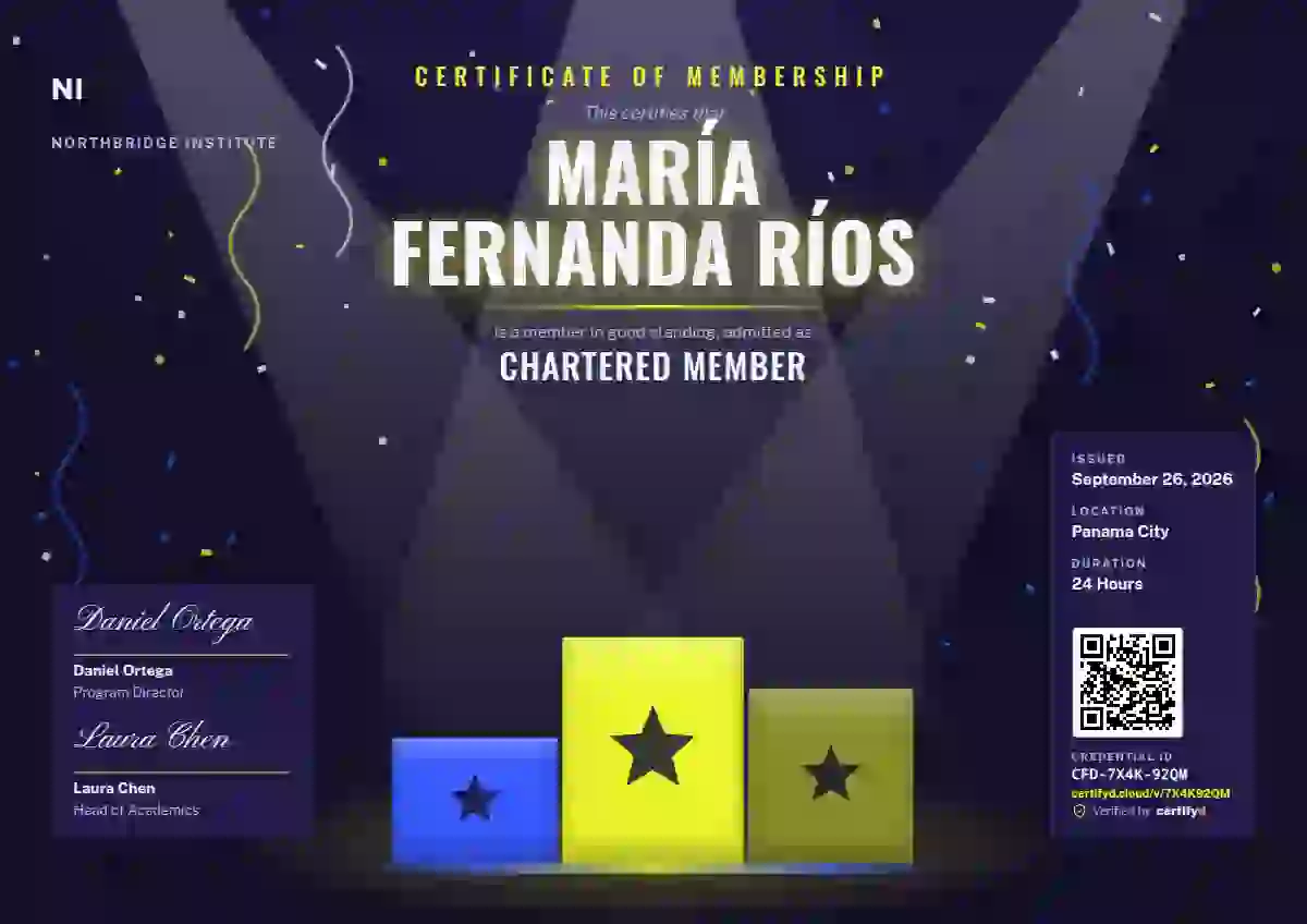 Podium Stage Lime membership certificate template