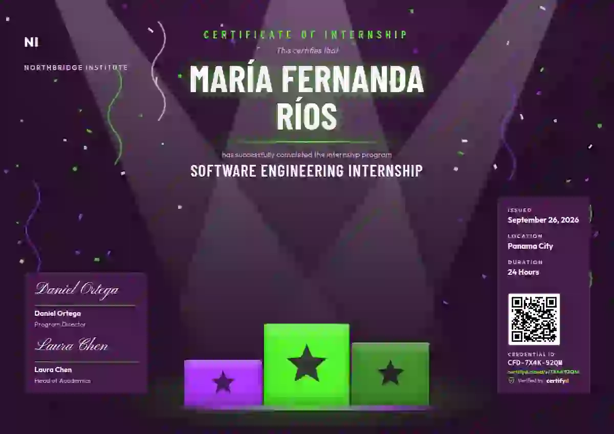 Podium Stage Soft Fern internship certificate template