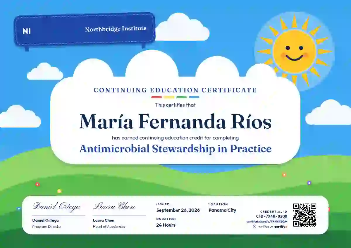 Plantilla de certificado Rainbow Hills Sapphire de educación continua