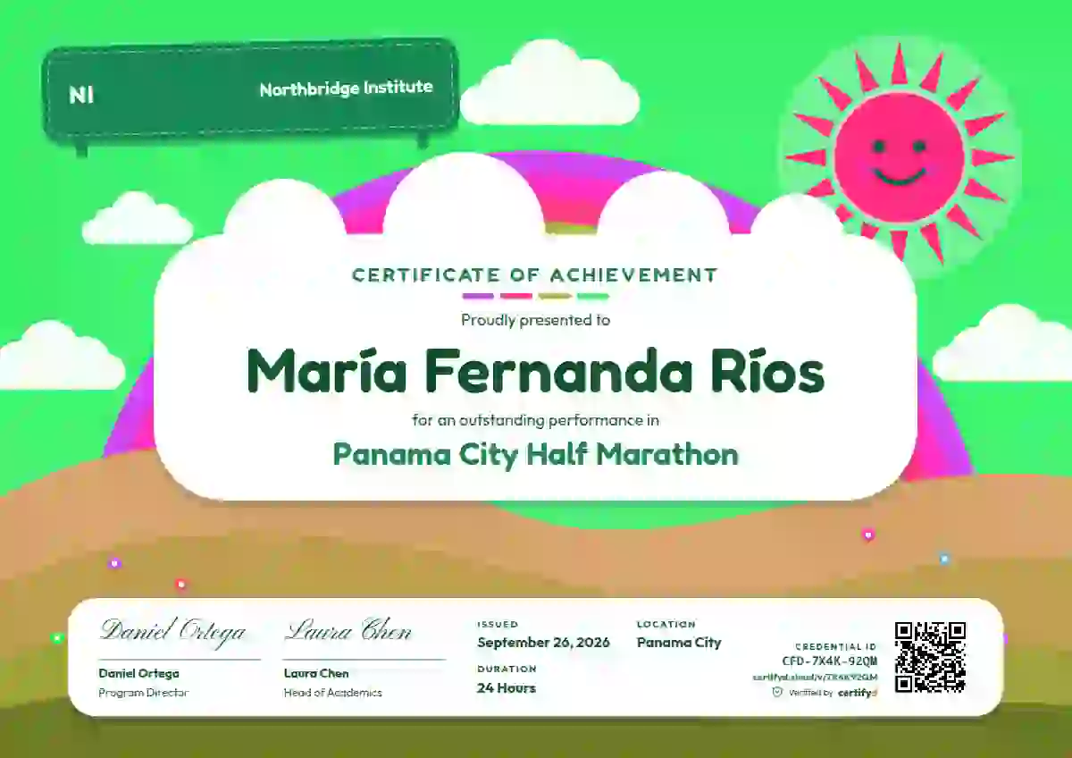 Plantilla de certificado Rainbow Hills Jade de deportes