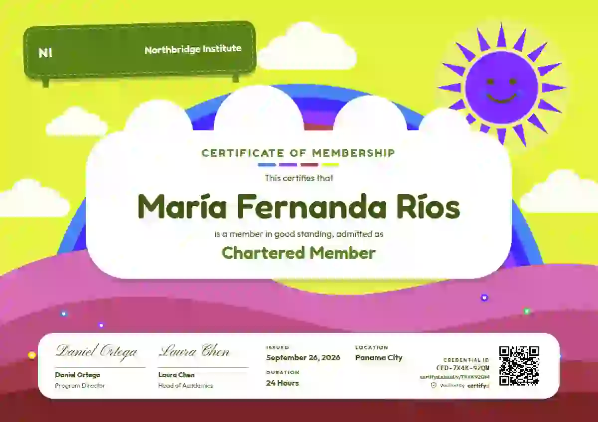Rainbow Hills Deep Lime membership certificate template