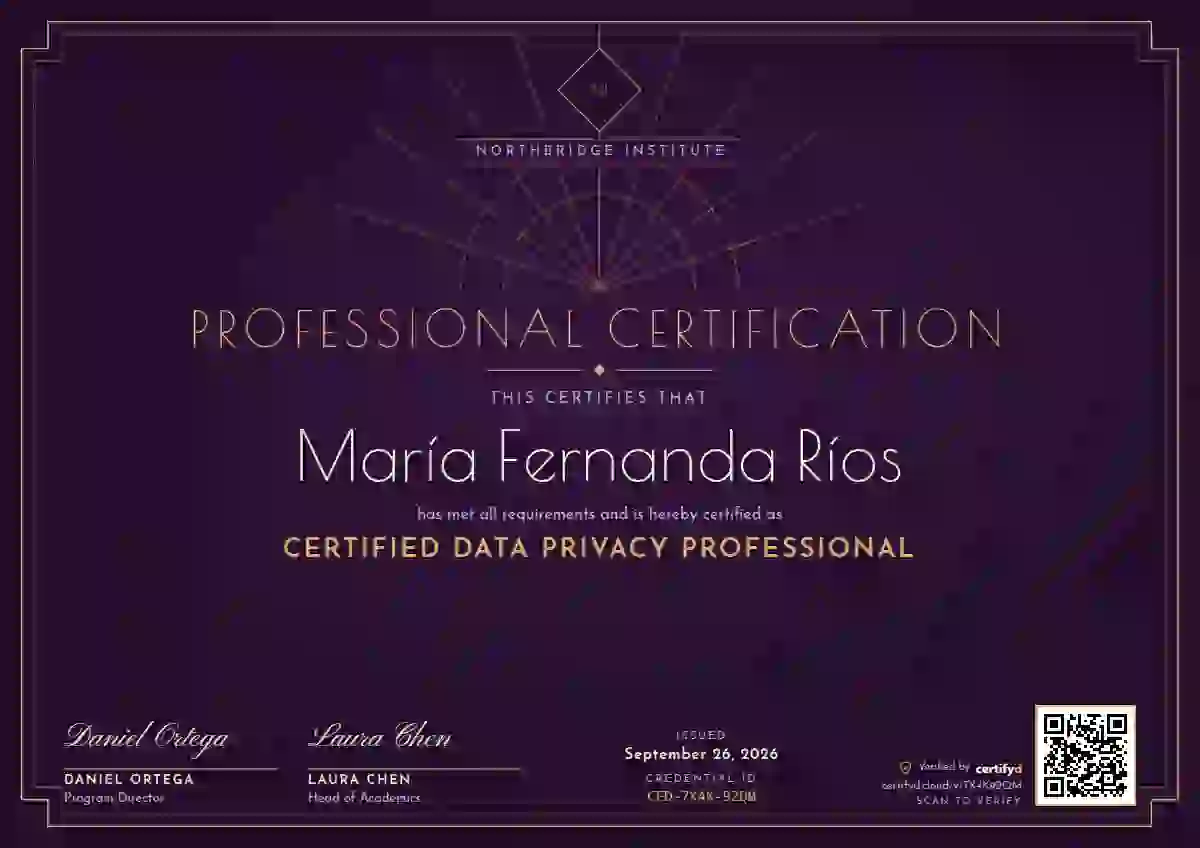 Art Deco Aubergine professional certification certificate template