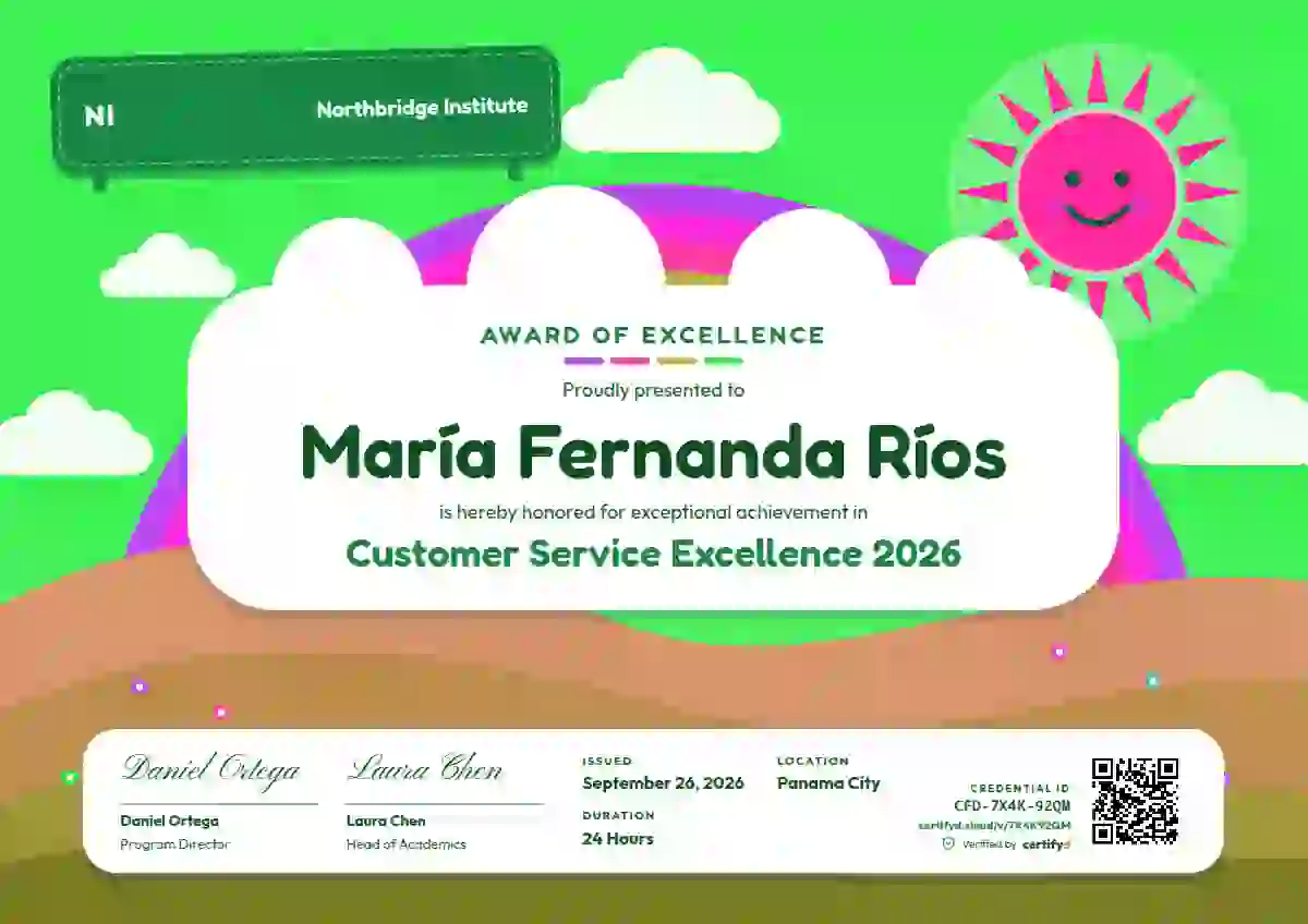 Rainbow Hills Soft Jade awards and achievement certificate template
