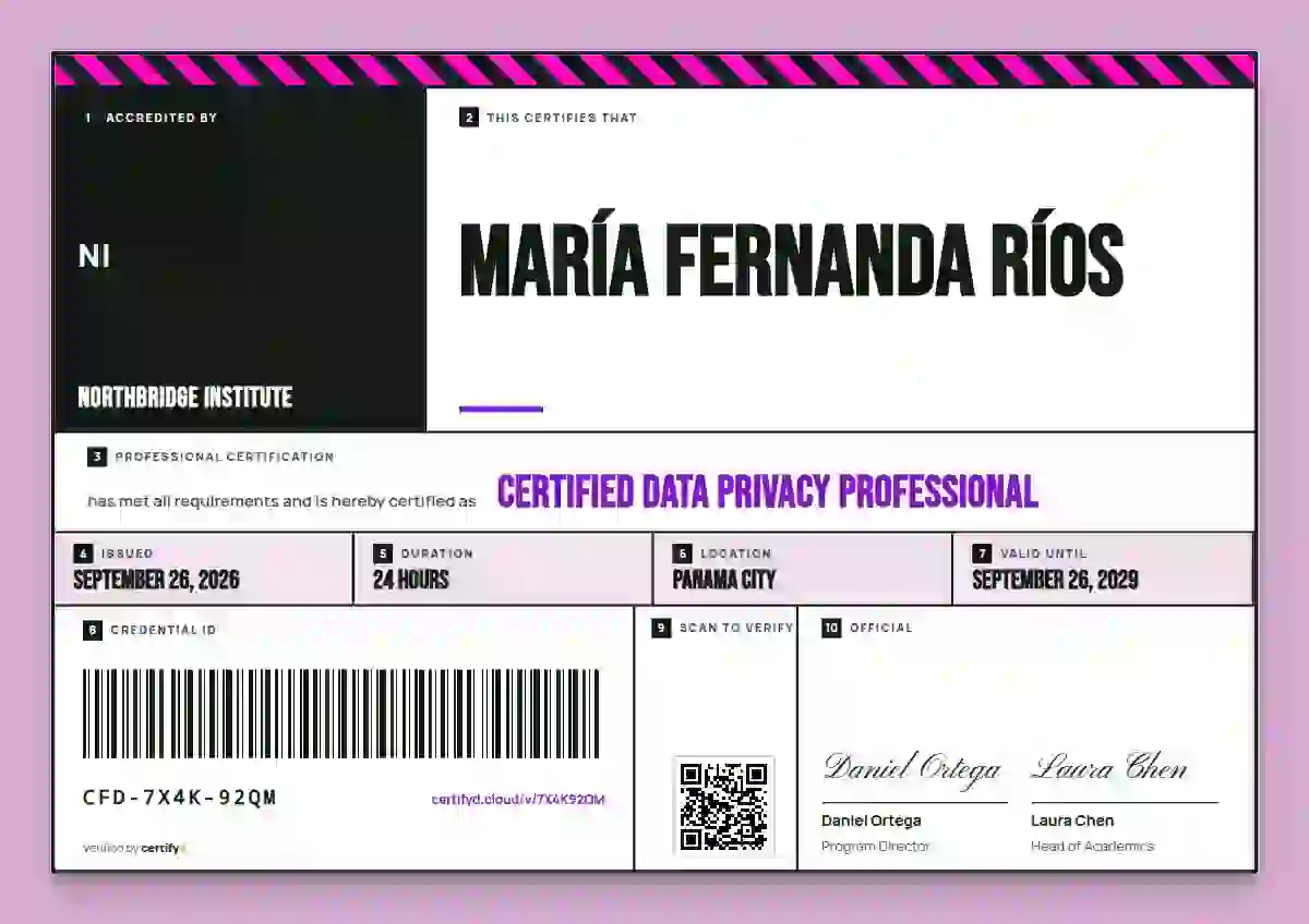 Plantilla de certificado Pallet Label Orchid Thin Frame de certificación profesional