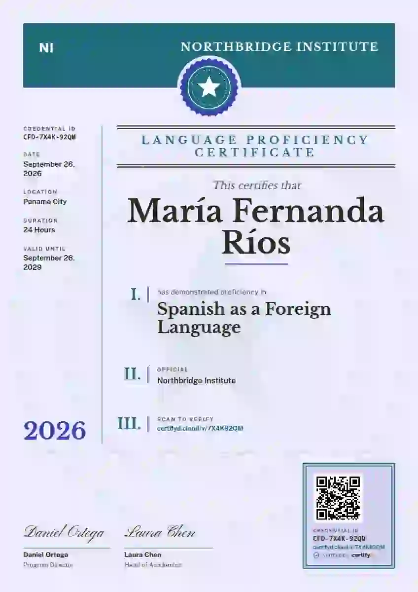 Decree Folio Cerulean Heavy Rules language proficiency certificate template