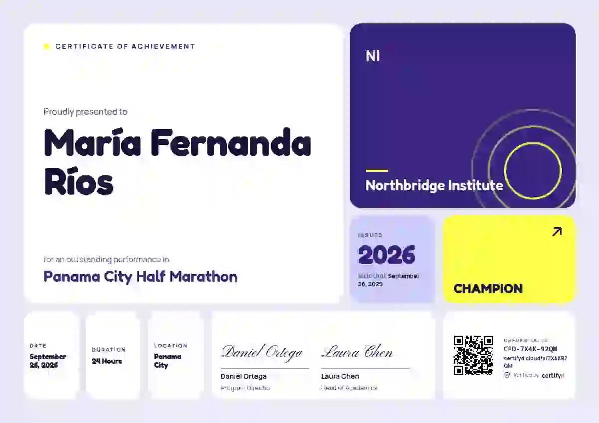 Bento Grid Violet No Dot Pattern sports certificate template