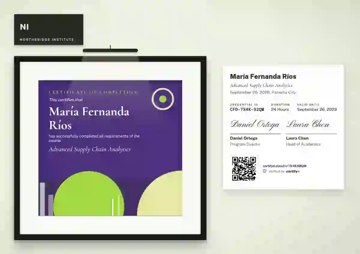 Gallery Placard Violet Wide Mat course completion certificate template