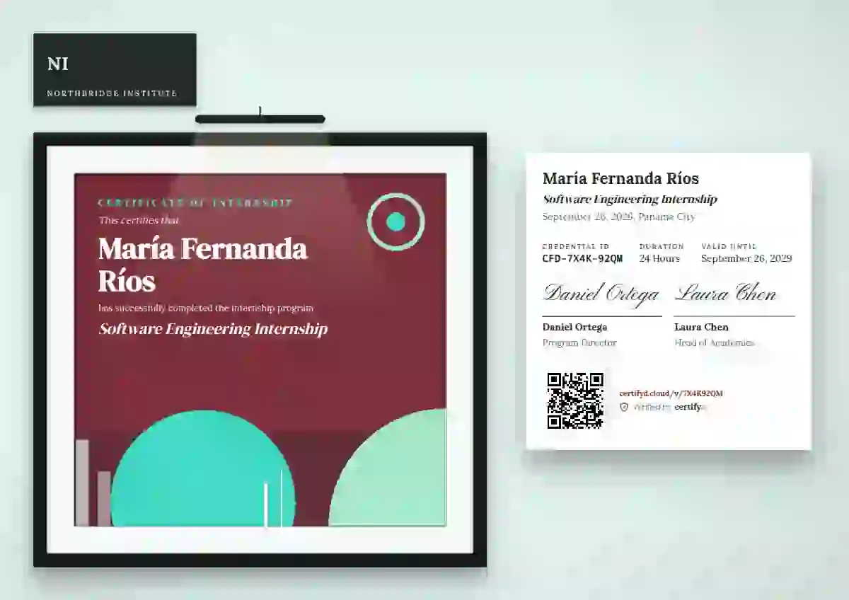 Gallery Placard Ruby Lifted Label internship certificate template