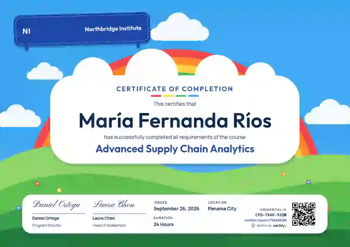 Rainbow Hills Sapphire No Sun course completion certificate template