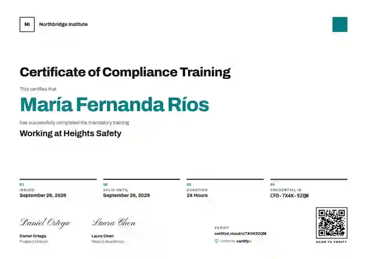 Swiss Grid Teal compliance and safety certificate template