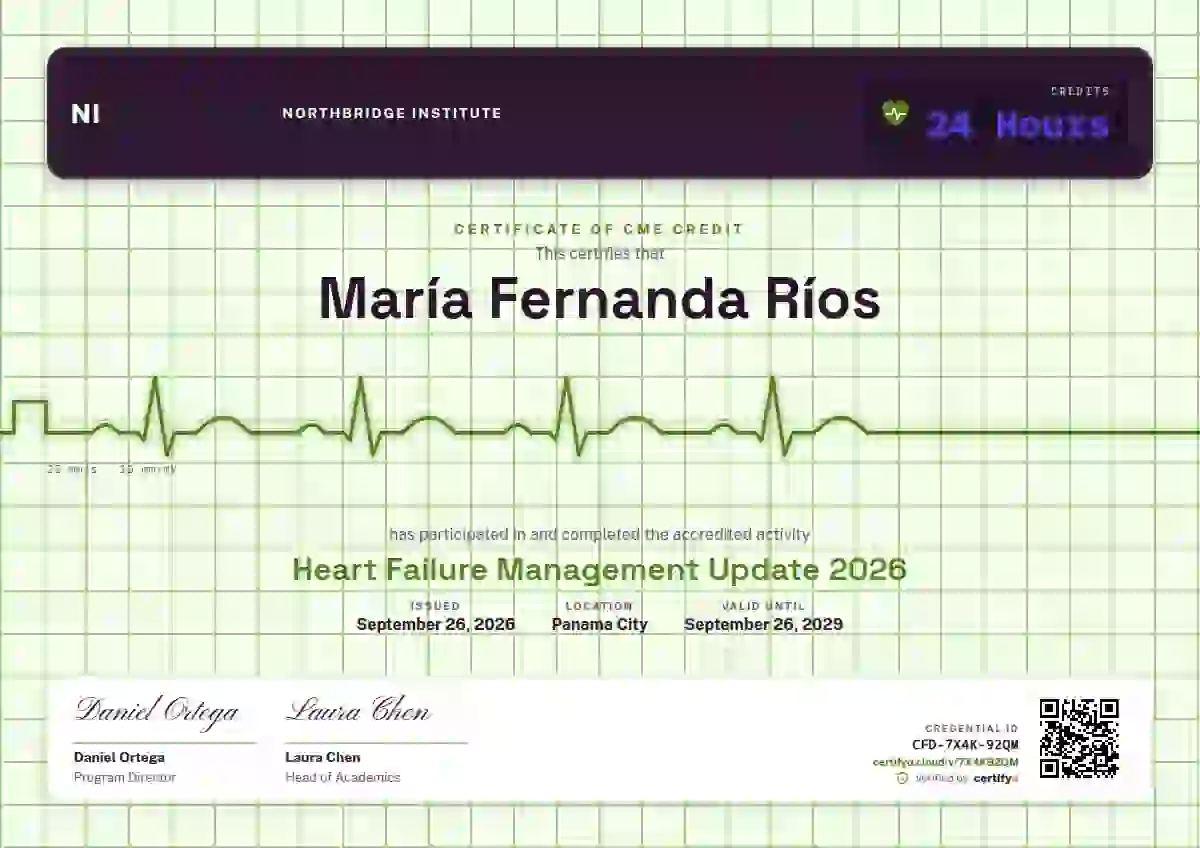 Plantilla de certificado ECG Paper Lime Tall Monitor de salud y educación médica continua