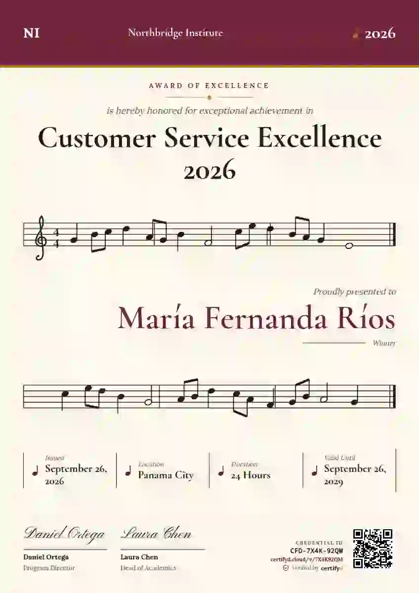 Sheet Music awards and achievement certificate template