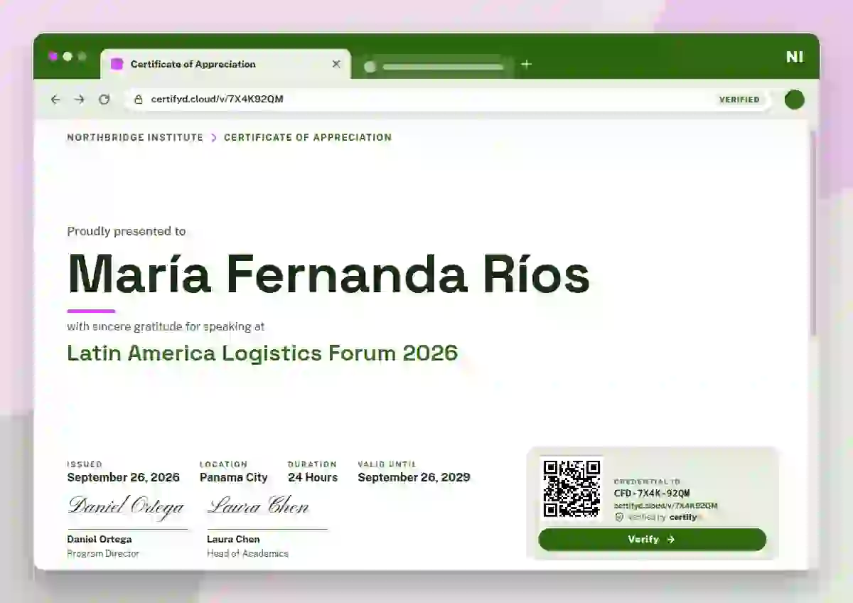 Browser Window Fern conference speaker certificate template