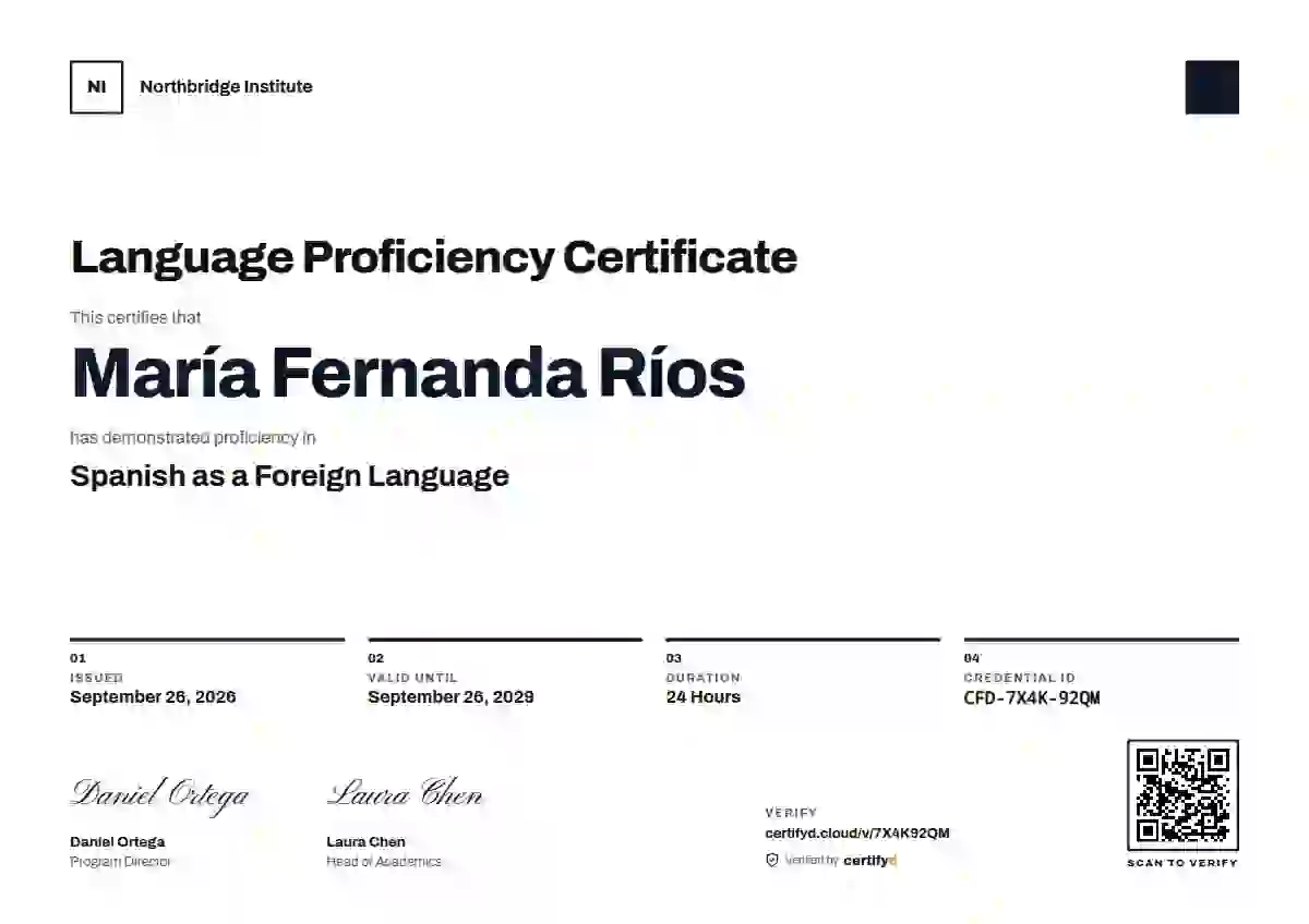 Plantilla de certificado Swiss Grid Mono de dominio de idiomas