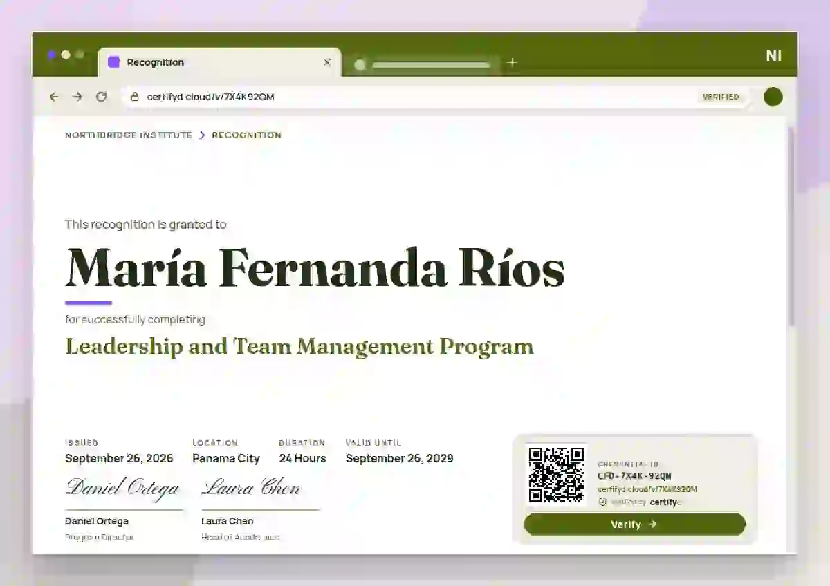 Browser Window Lime latin america certificate template
