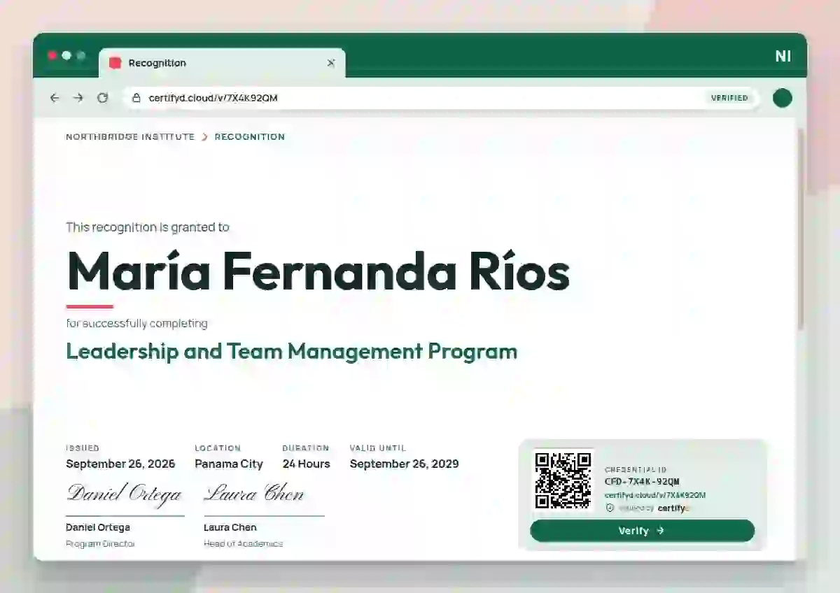 Browser Window Seafoam latin america certificate template
