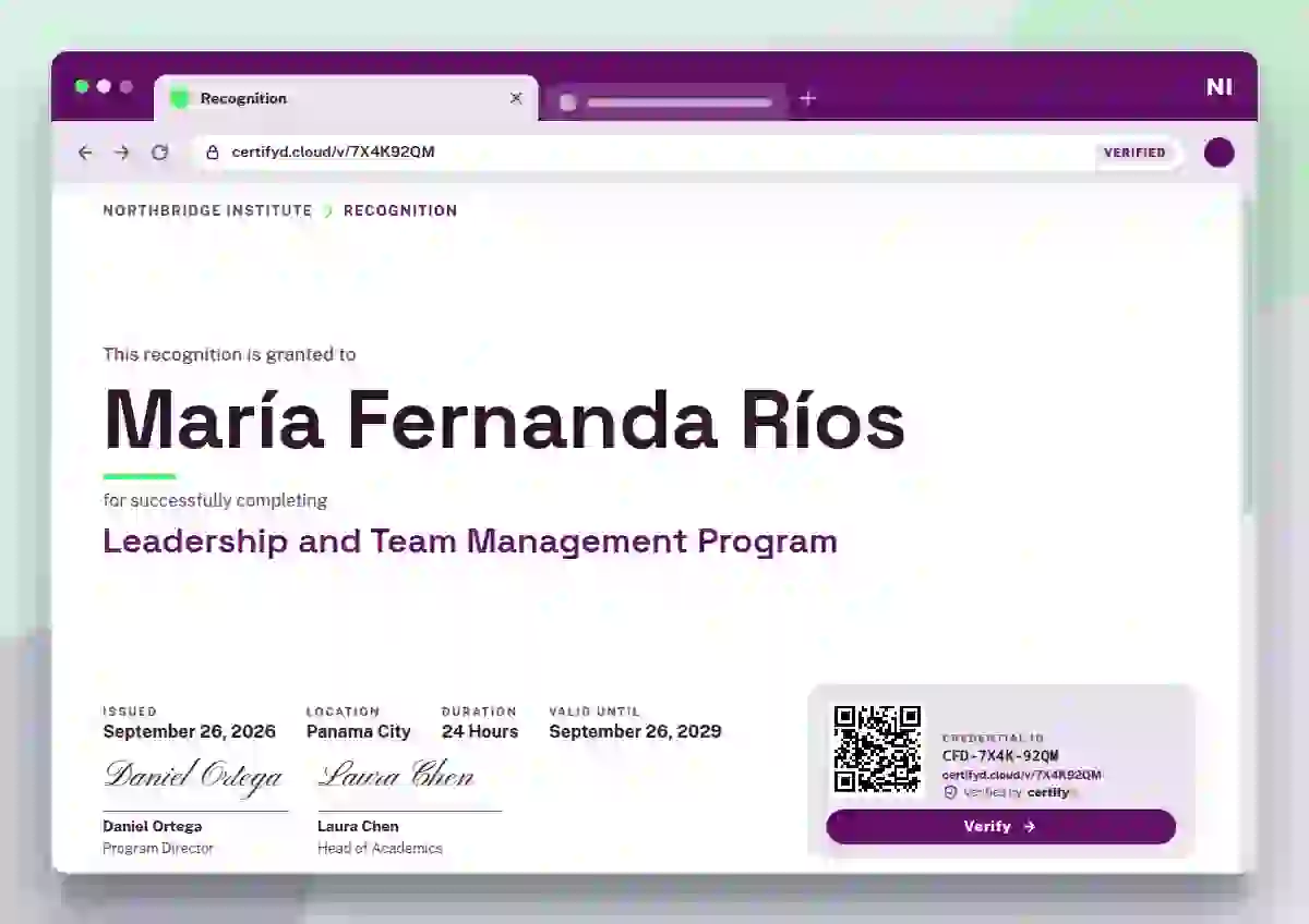 Browser Window Fuchsia latin america certificate template