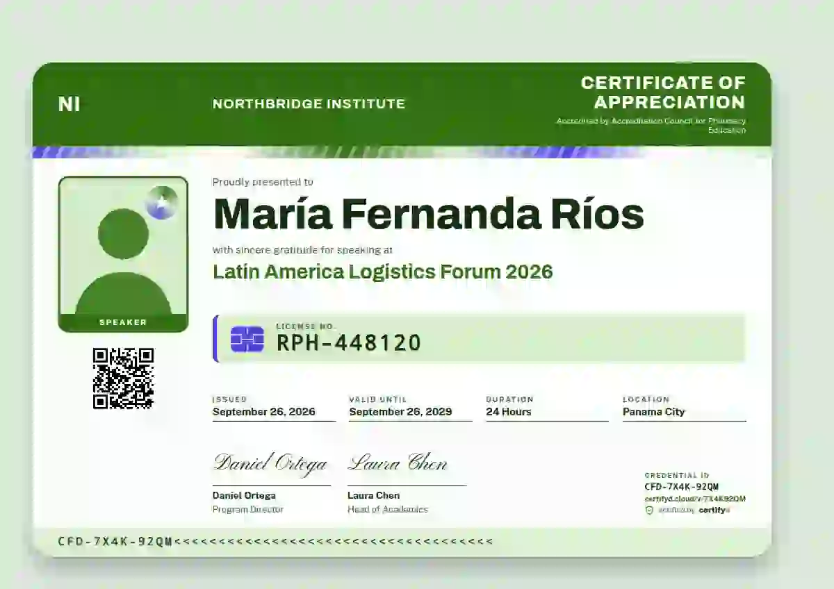 Licence Card Fern conference speaker certificate template