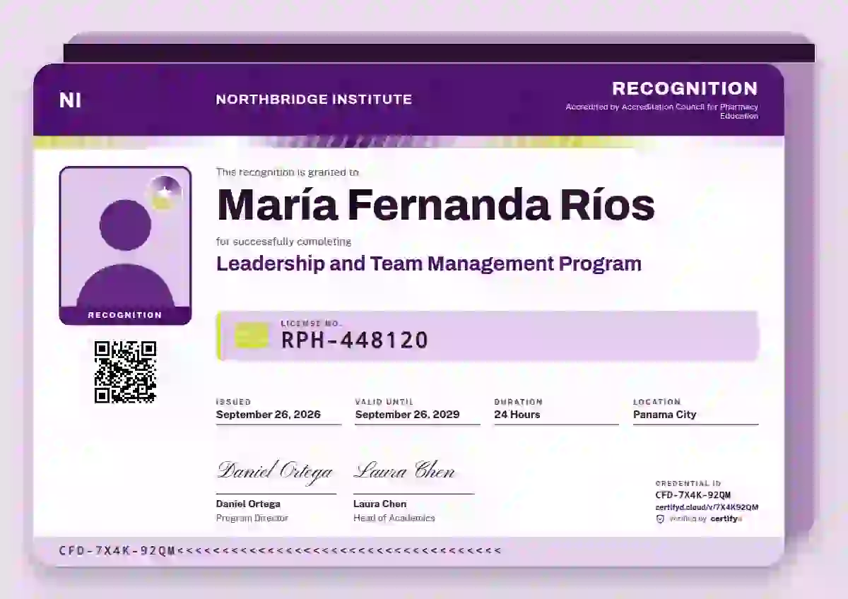 Licence Card Orchid latin america certificate template
