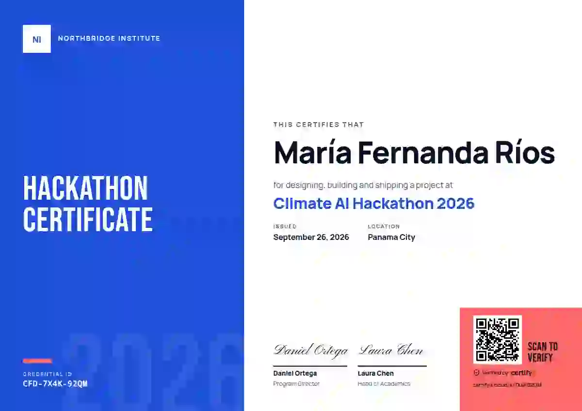 Color Block Cobalt hackathon certificate template