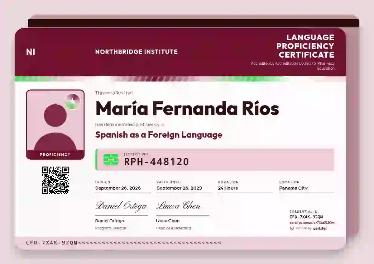Licence Card Ruby language proficiency certificate template