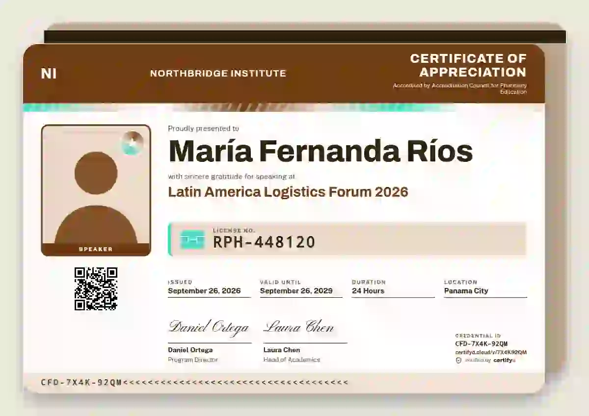 Licence Card Tangerine conference speaker certificate template