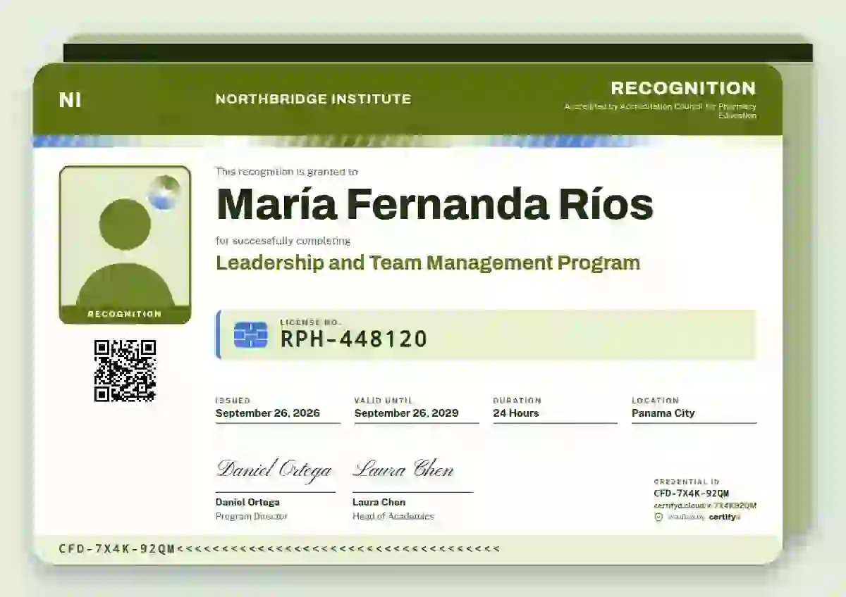 Licence Card Lime latin america certificate template