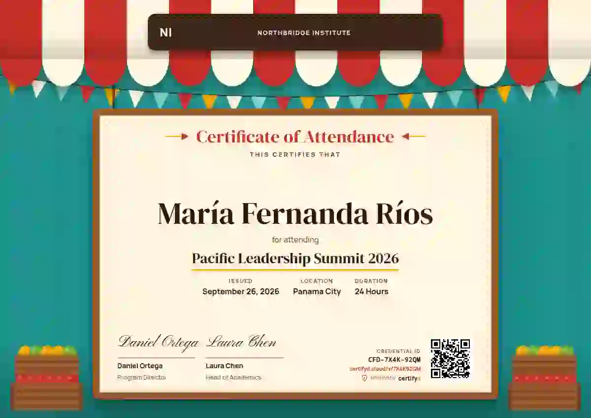 Market Awning Scarlet event attendance certificate template