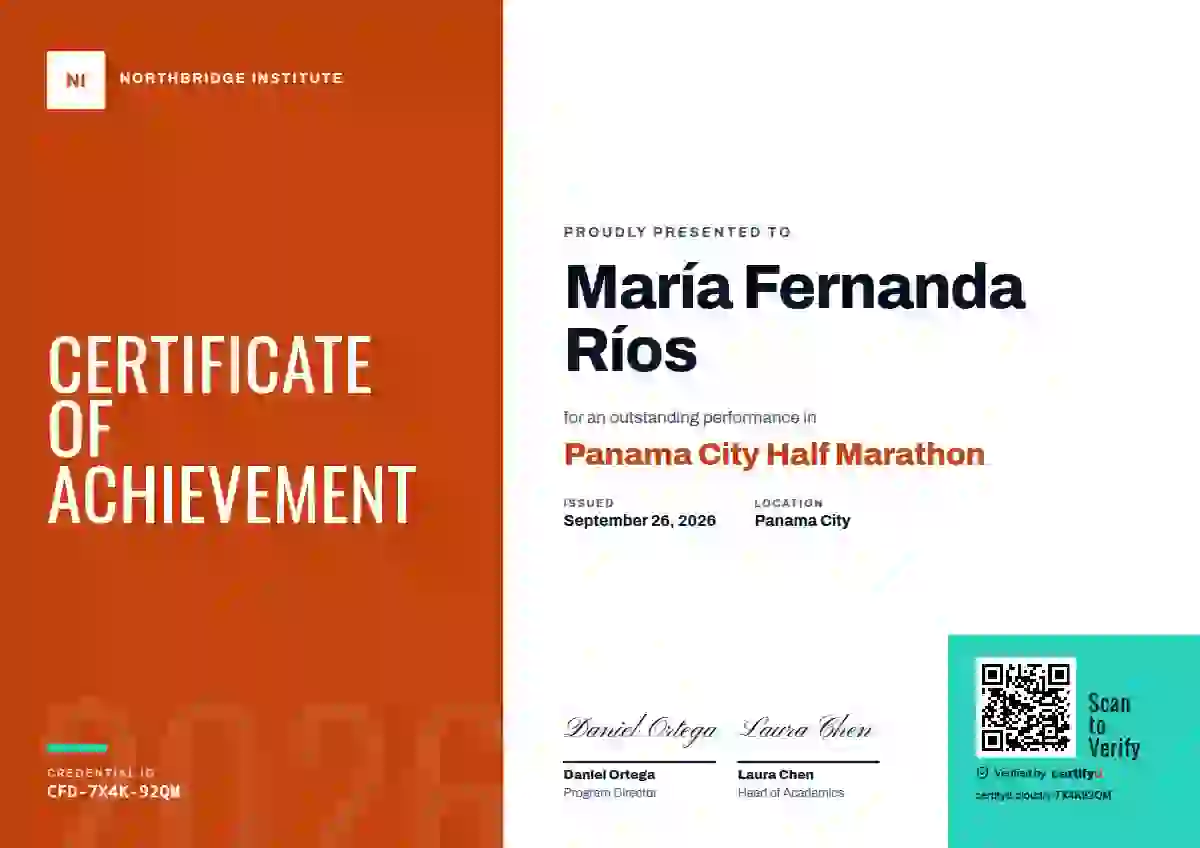 Color Block Tangerine sports certificate template