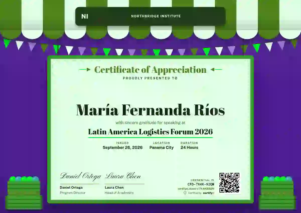 Market Awning Fern conference speaker certificate template