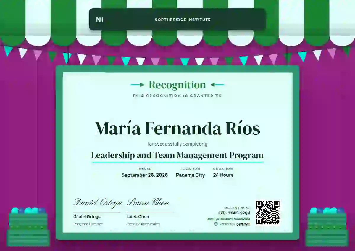 Market Awning Meadow latin america certificate template