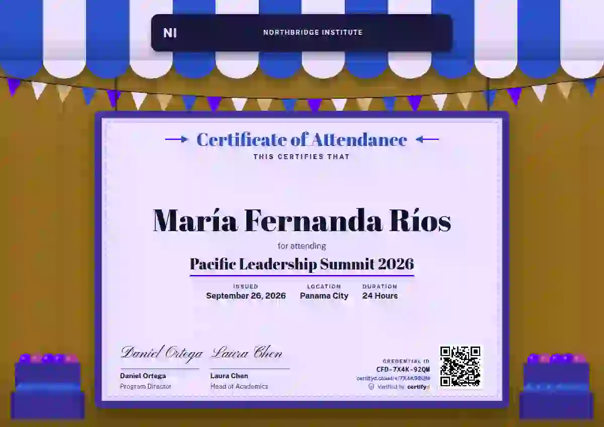 Market Awning Sapphire event attendance certificate template