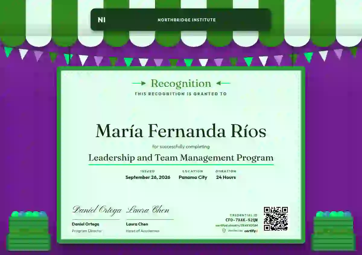 Market Awning Soft Fern latin america certificate template