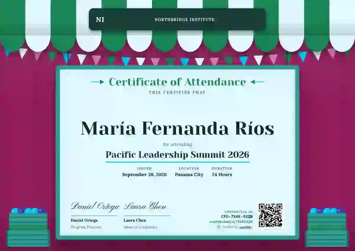 Market Awning Jade event attendance certificate template