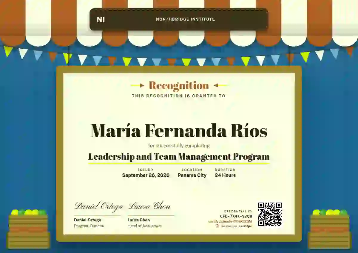 Market Awning Tangerine latin america certificate template