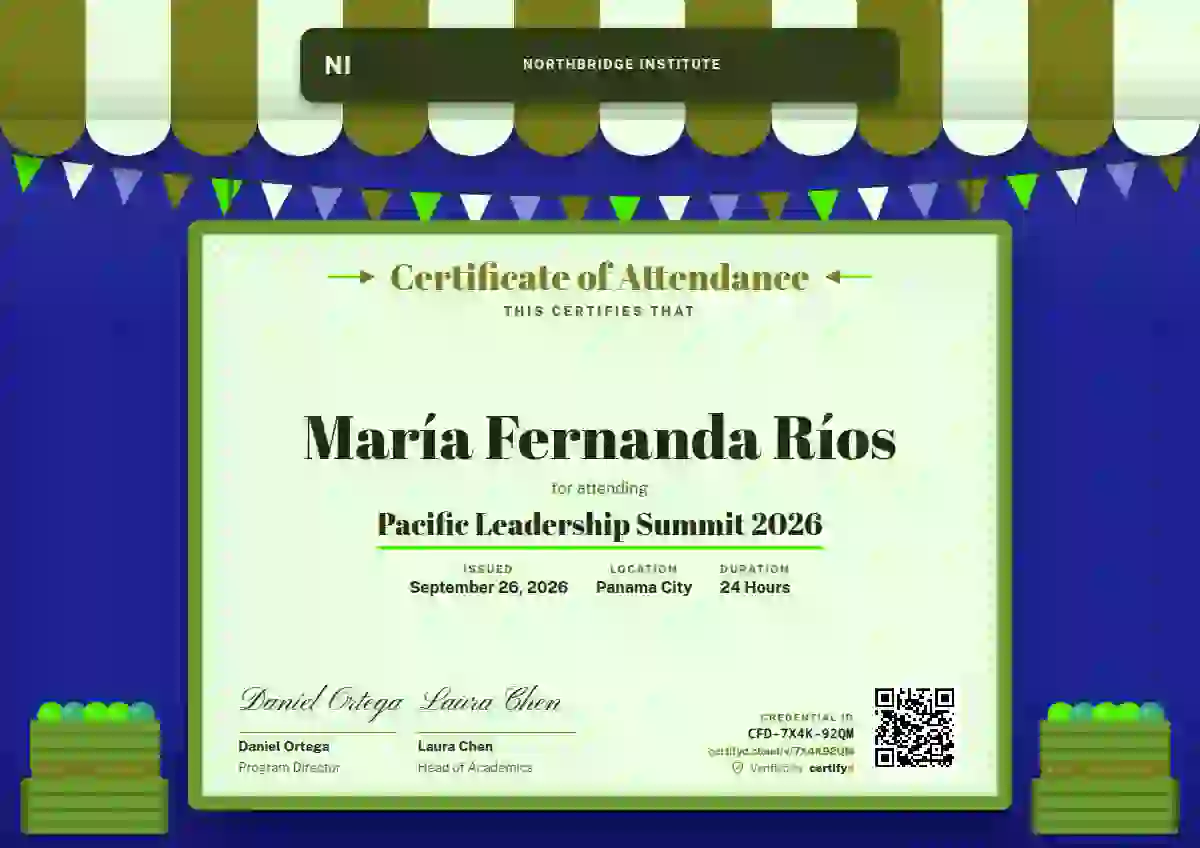 Market Awning Lime event attendance certificate template