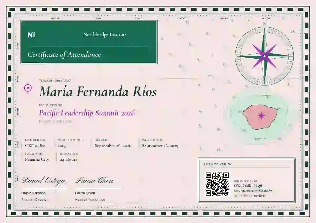 Plantilla de certificado Nautical Chart Seafoam de asistencia a eventos