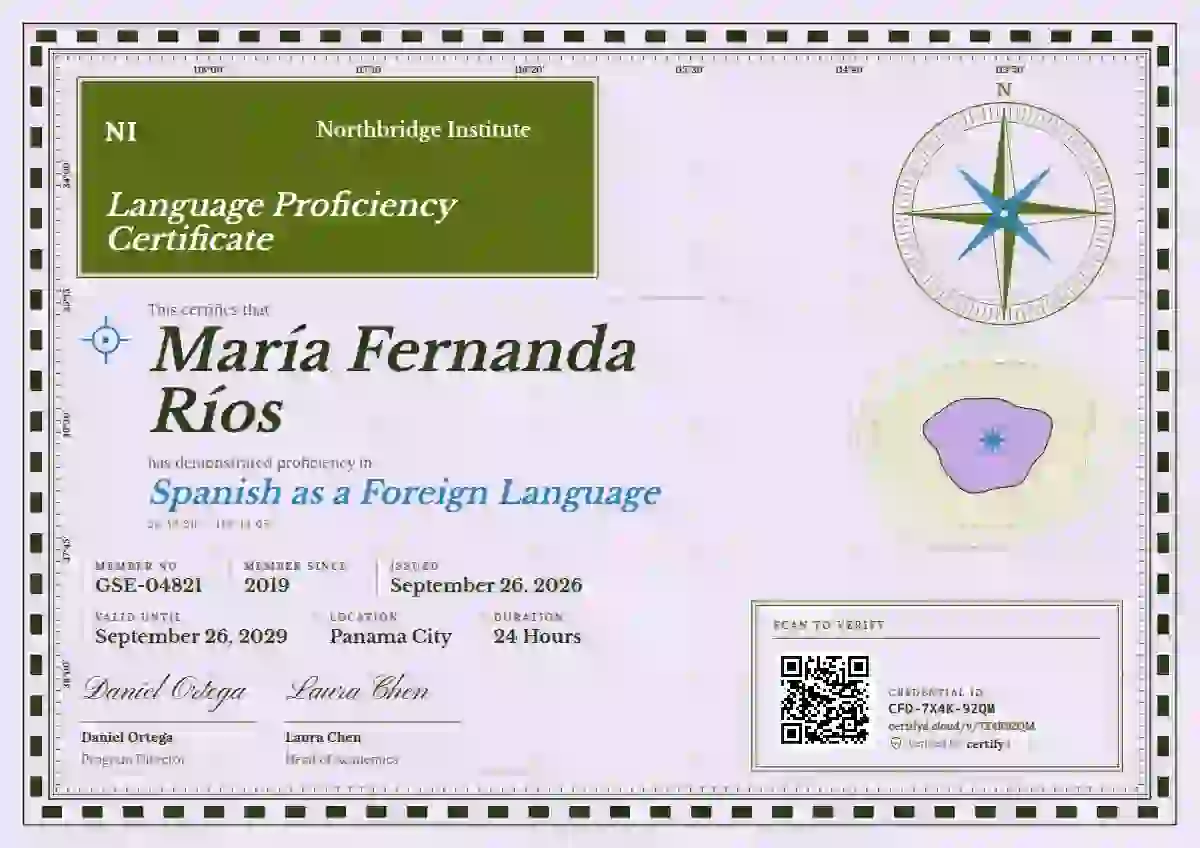 Nautical Chart Lime language proficiency certificate template