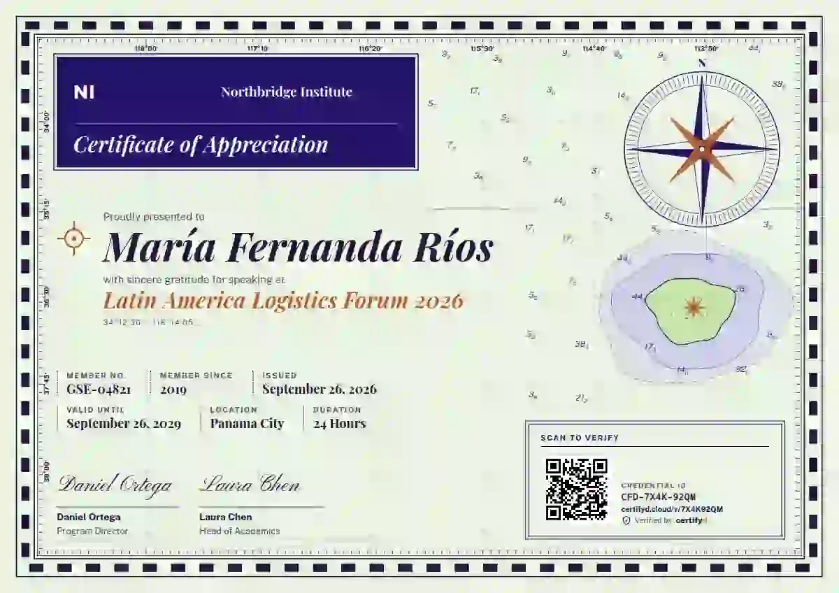 Nautical Chart Violet conference speaker certificate template