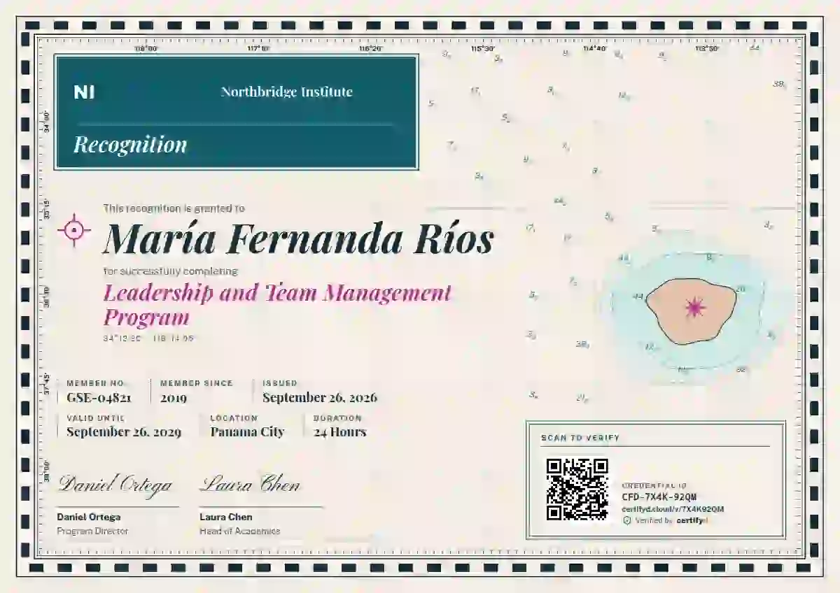 Nautical Chart Cerulean latin america certificate template