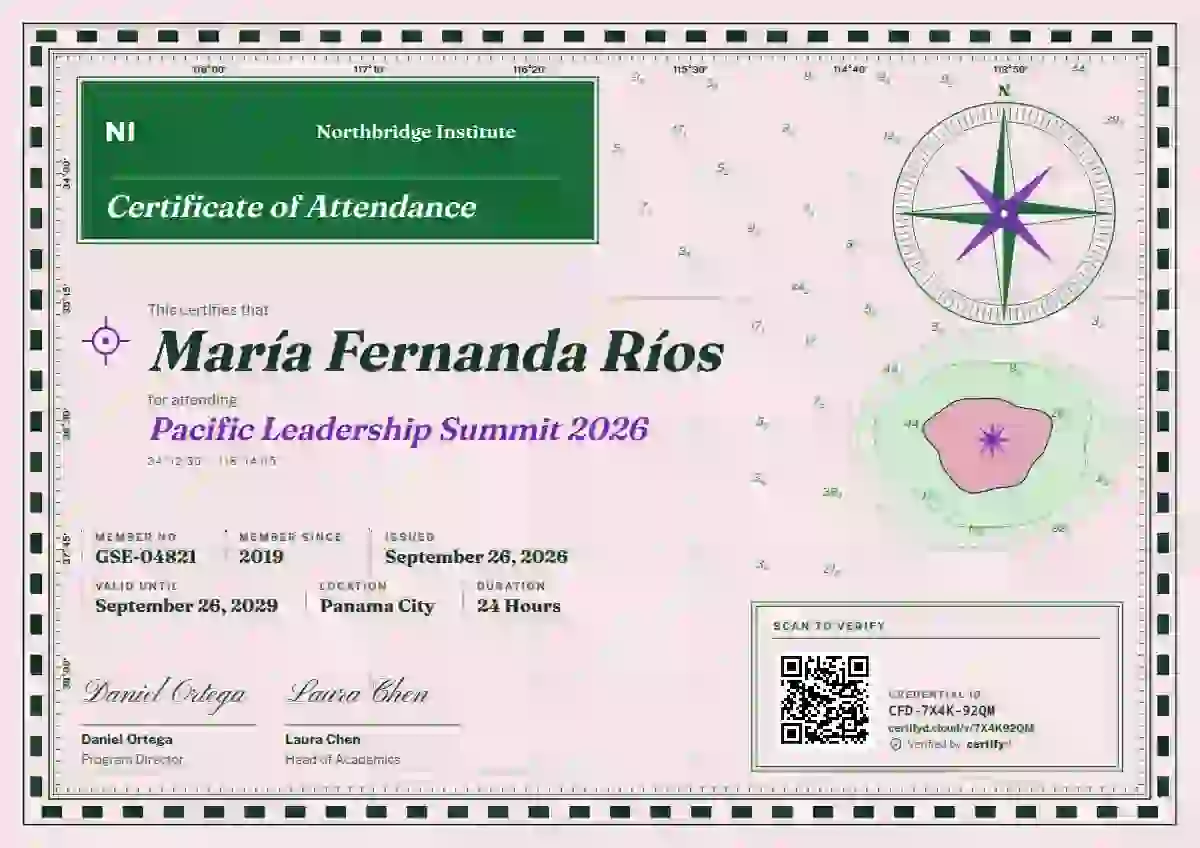 Nautical Chart Jade event attendance certificate template