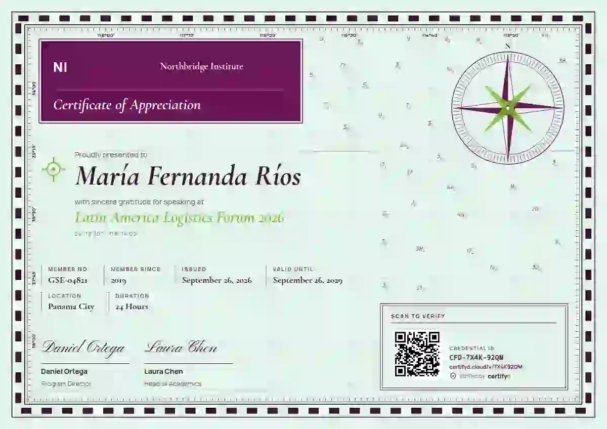 Nautical Chart Magenta conference speaker certificate template