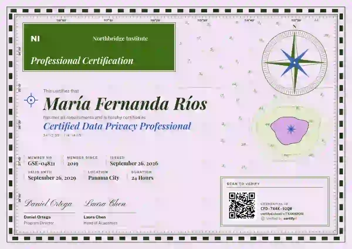 Plantilla de certificado Nautical Chart Fern de certificación profesional