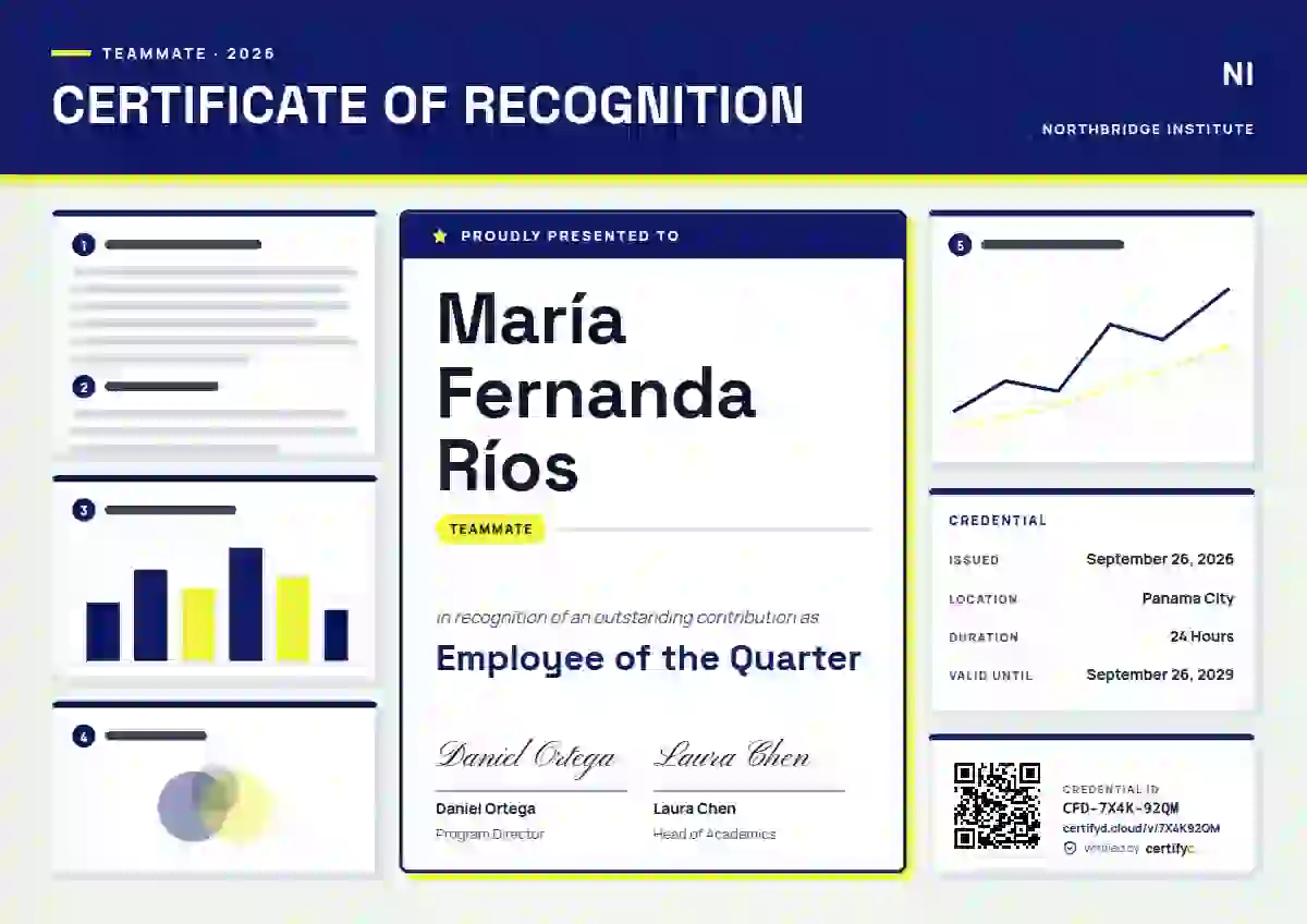 Poster Session Ultramarine employee recognition certificate template