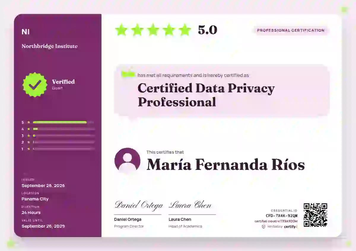 Plantilla de certificado Review Card Magenta de certificación profesional