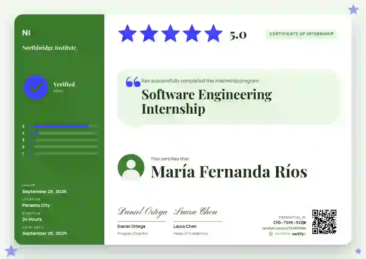 Plantilla de certificado Review Card Soft Fern de pasantía