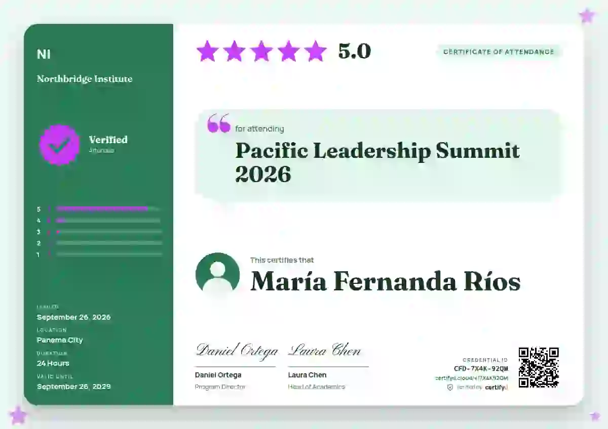 Review Card Jade event attendance certificate template